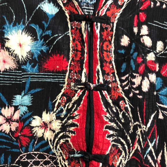 SOLDCitron Santa Monica Silk Asian Floral Print Bl - Picture 6 of 11